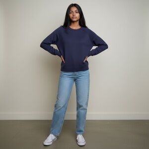 Banana Republic Navy Merino Extra Fine Wool Sweater Size Medium
